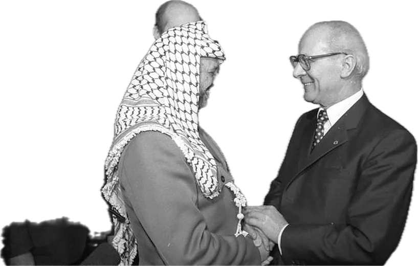 Yasser Arafat and Erich Honecker, East Berlin, 1982
