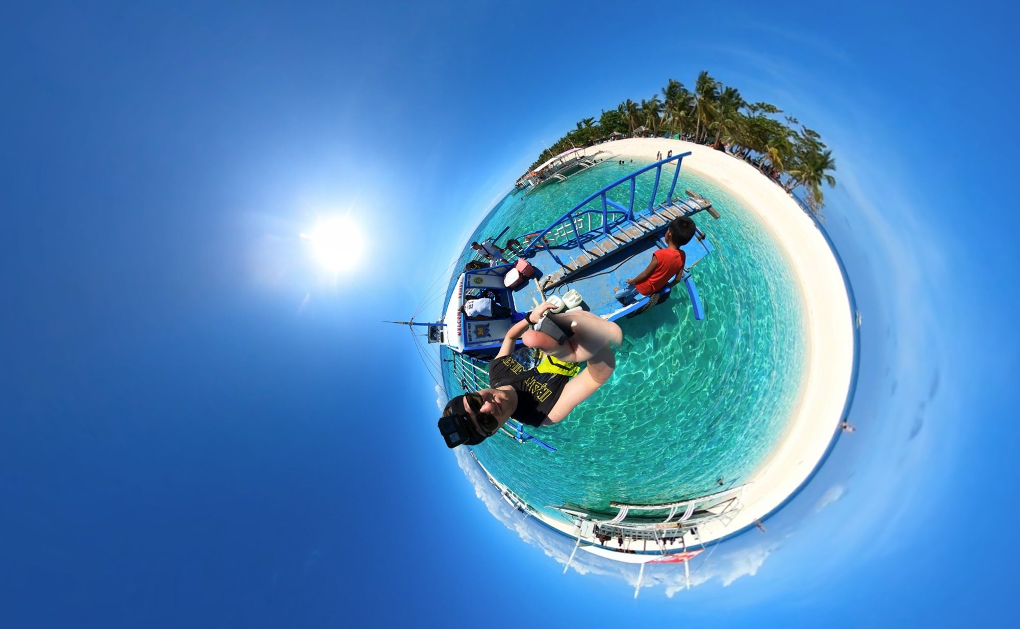 Bart Sakwerda in Kalanggaman island, promoting Philippines Travel Company